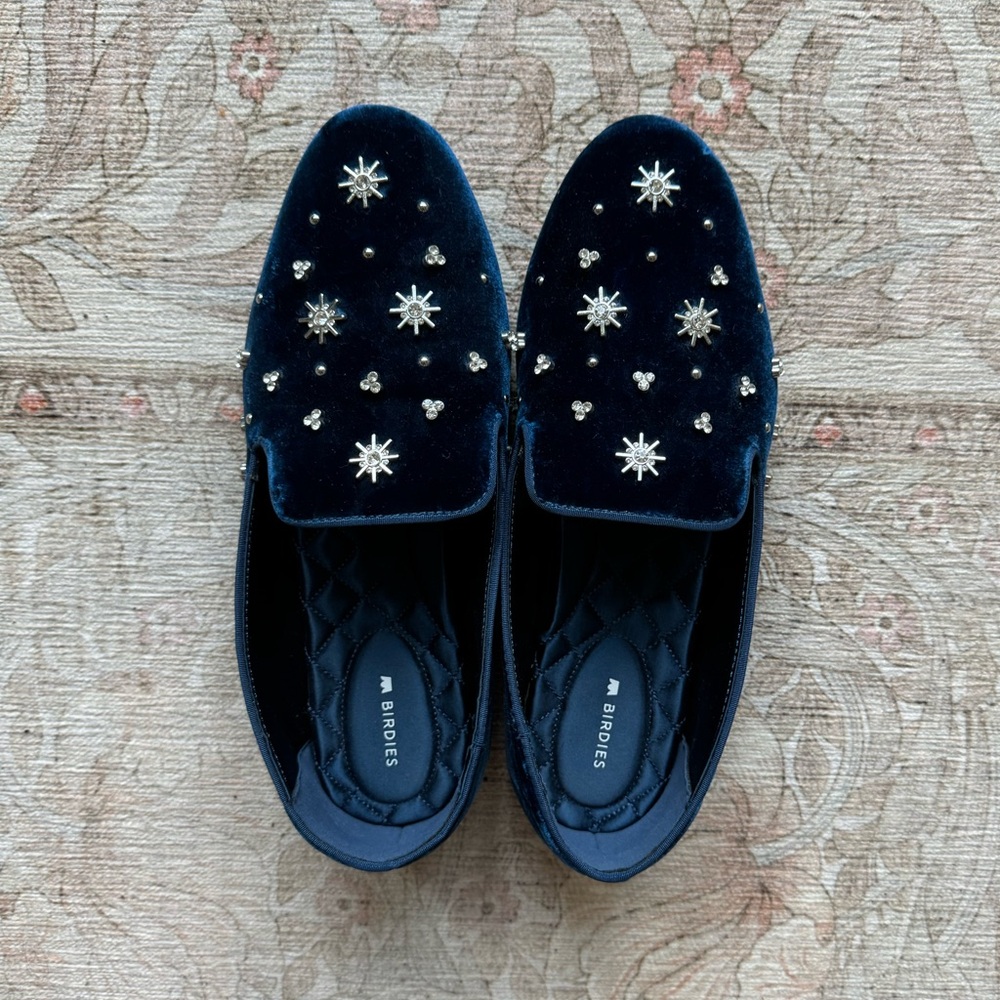 Birdies Women’s Velvet Loafers with Star Embellishments- Size 9